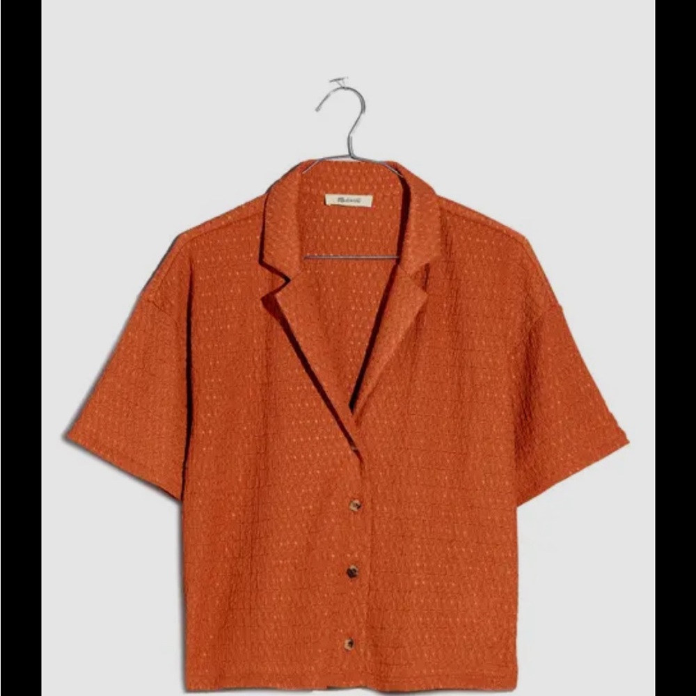 Madewell Orange Short Sleeve Button-Up Shirt